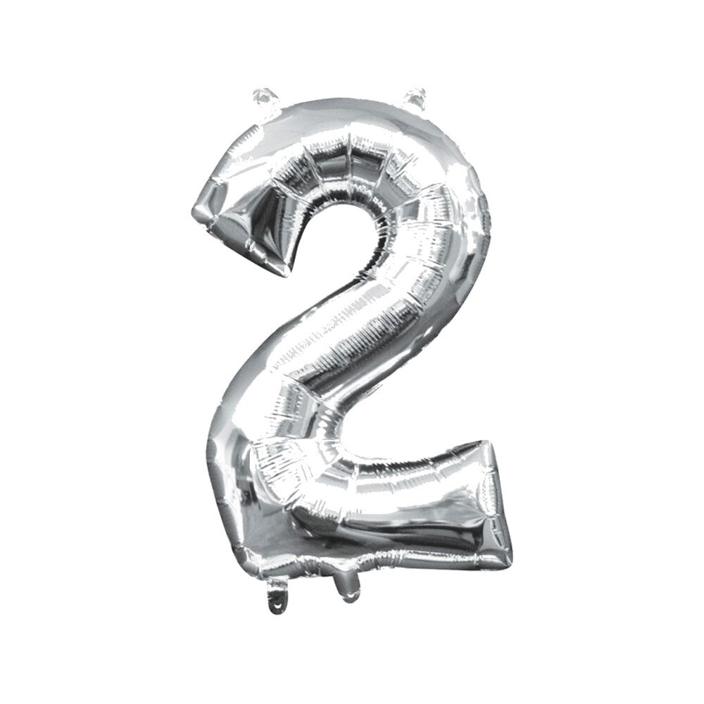 Balon Folie Cifra 2 Argintiu - 20 x 33 cm, Amscan 33078