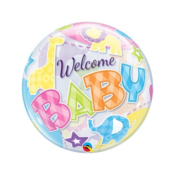 Bubble 56 cm / 22'' Welcome baby, 3D, Qualatex 25898 Bubble 56 cm / 22'' Welcome baby, 3D, Qualatex 25898