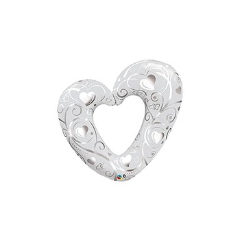 Balon folie figurina inima sparta argintie 107 cm, Qualatex 16304 Balon folie figurina inima sparta argintie 107 cm, Qualatex 16304