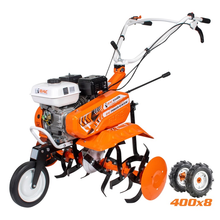 Ruris Dac 6500K rotációs kapa, 7 le, 83 cm-es munkaszélesség, Négyütemű motor, 3 l-es üzemanyag tartály + gumi kerekek