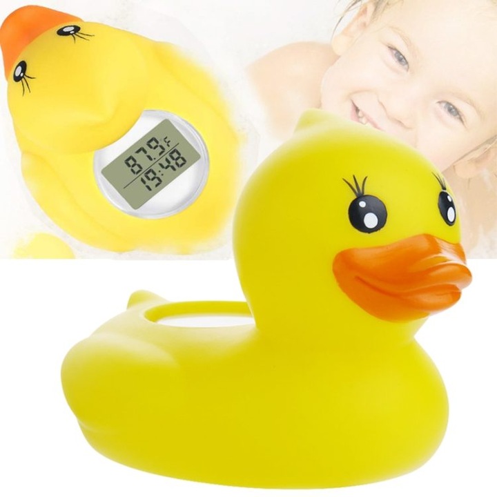LED digitális hőmérő sárga kacsa szilikon 10.5x7.5x7cm