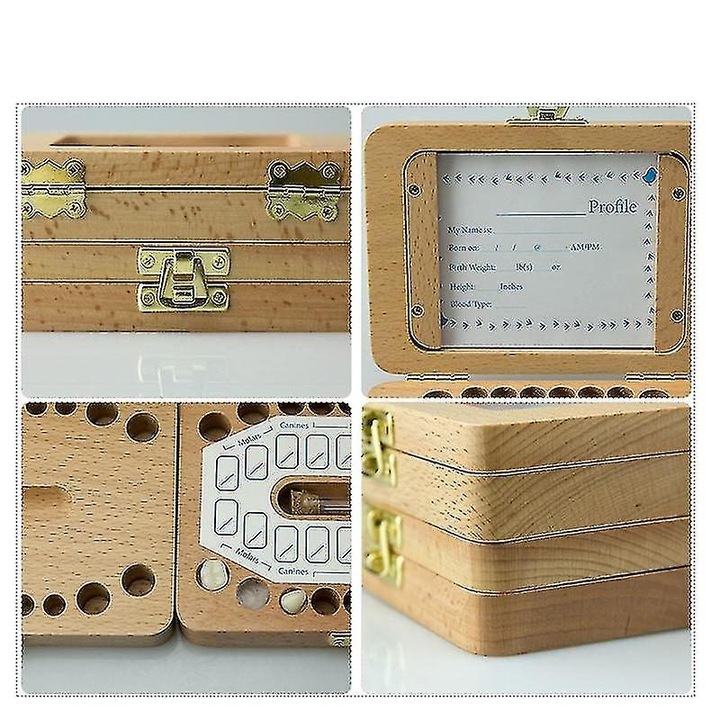 Fadoboz tejfogak tárolására gyerekeknek, rendszerező, natúr, 12x8x5cm