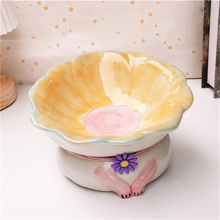 Castron ceramic ZYBLSSBB, inaltat, inclinat, multicolor, 40cm