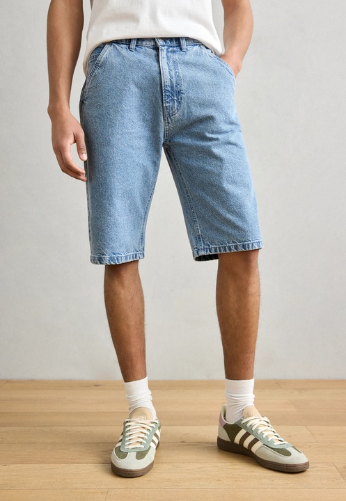 Pantaloni scurti din denim barbati INDICODE JEANS Exclusive Blue Wash, Albastru