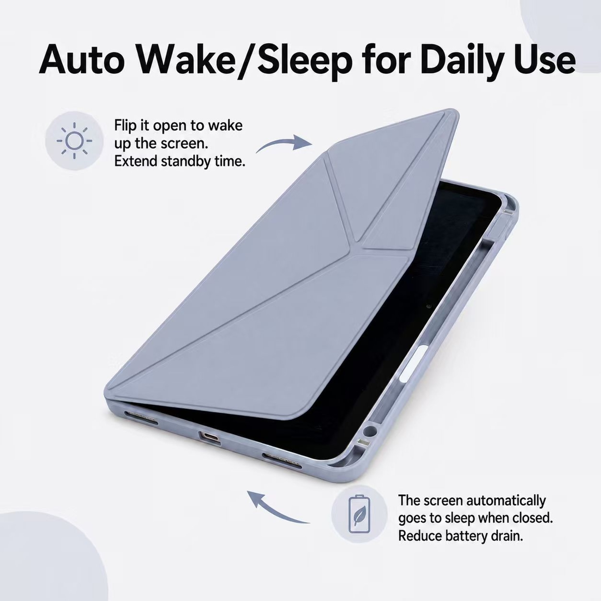 Husa Smart Cover pentru iPad 10 10.9" 2022 / iPad 11" (A16) 2025, cu Spate Ventilat pentru Disiparea Caldurii, Stand Pliabil tip Y (Origami) Orizontal/Vertical, Slot Pen pe Dreapta, Auto Sleep/Wake, Mov