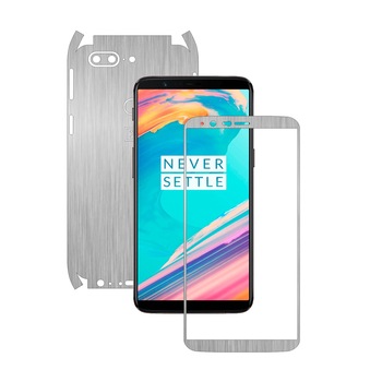 Folie de protectie Carbon Skinz, Husa de tip Skin Adeziv pentru Carcasa, Brushed Argintiu dedicata OnePlus 5T Folie de protectie Carbon Skinz, Husa de tip Skin Adeziv pentru Carcasa, Brushed Argintiu dedicata OnePlus 5T