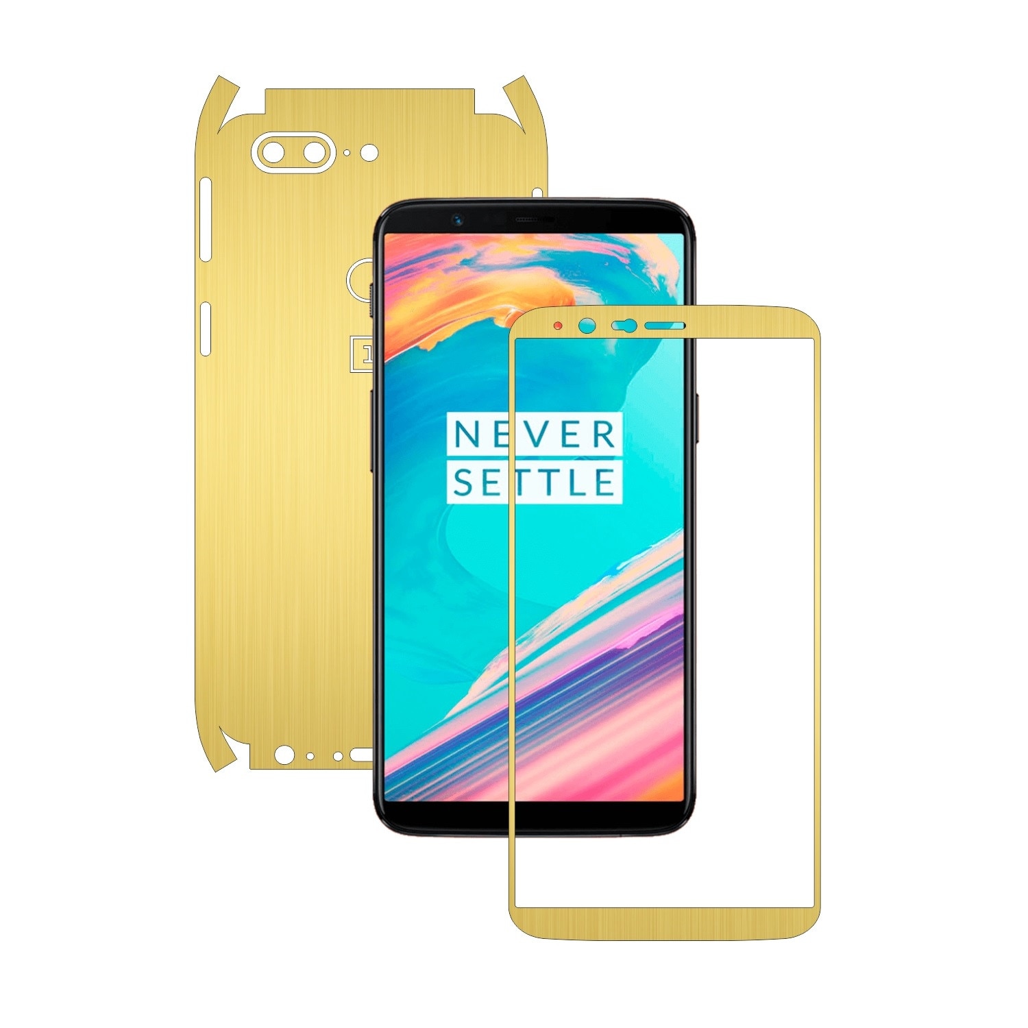 Folie de protectie Carbon Skinz, Husa de tip Skin Adeziv pentru Carcasa, Brushed Auriu dedicata OnePlus 5T