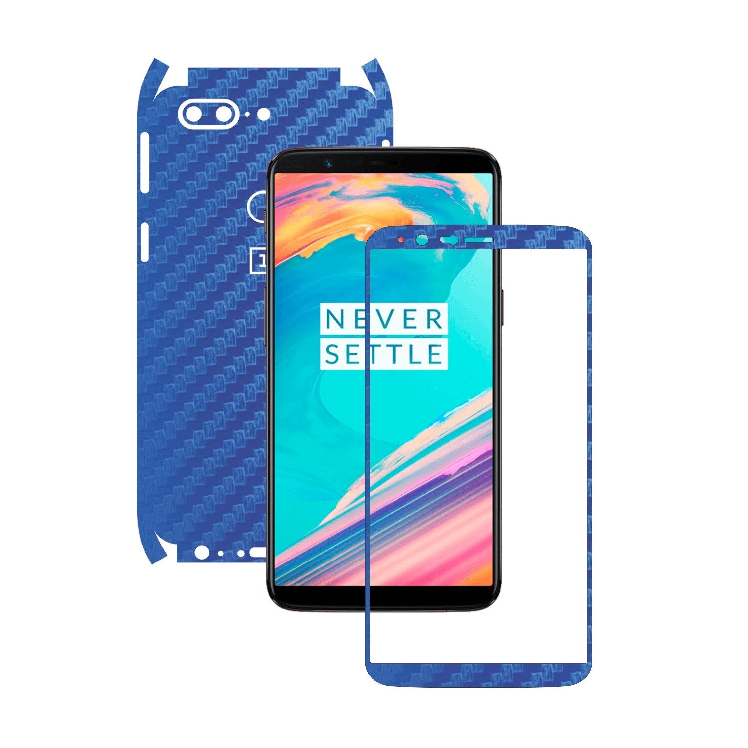 Folie de protectie Carbon Skinz, Husa de tip Skin Adeziv pentru Carcasa, Carbon Albastru dedicata OnePlus 5T