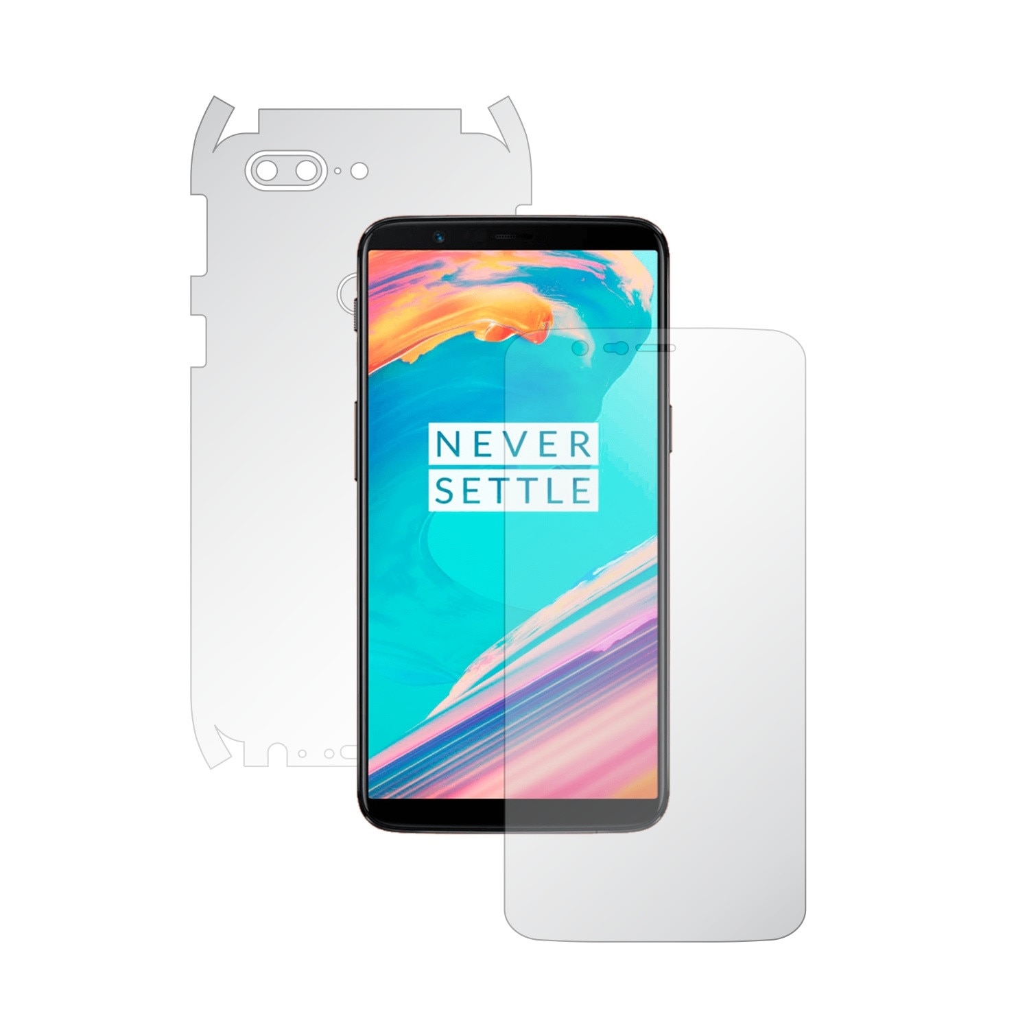 1 + 1 GRATUIT - OnePlus 5T - Invisible Skinz HD - Folie Protectie Siliconica Ultra-Clear pentru Ecran,Carcasa Spate si Laterale, Husa Transparenta Full Body Cover Edge to Edge de tip Skin Adeziv