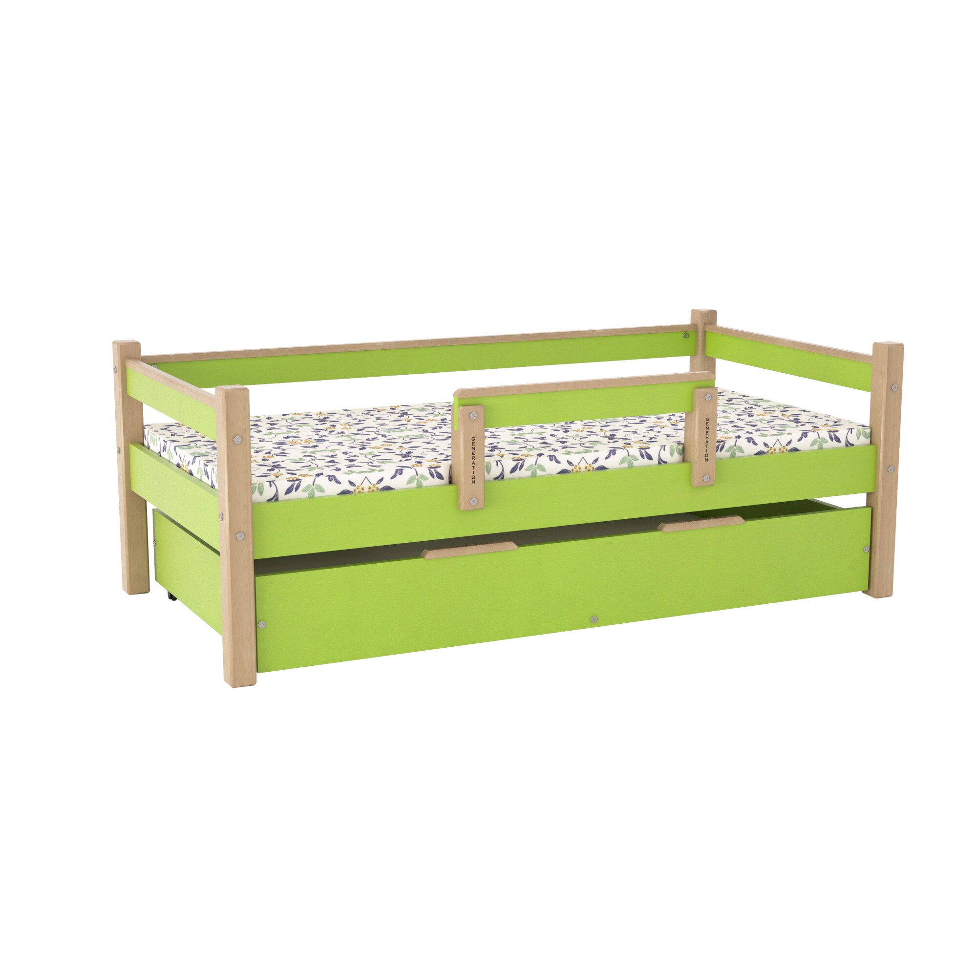 Pat-Patut pentru copii cu sertar , 160x80 cm, Pal Melaminat-FAG lemn masiv,Mobilier GENERATION-1/1