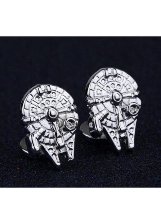 Butoni camasa, model Millennium Falcon, metal, 2x2.5cm, cu etui
