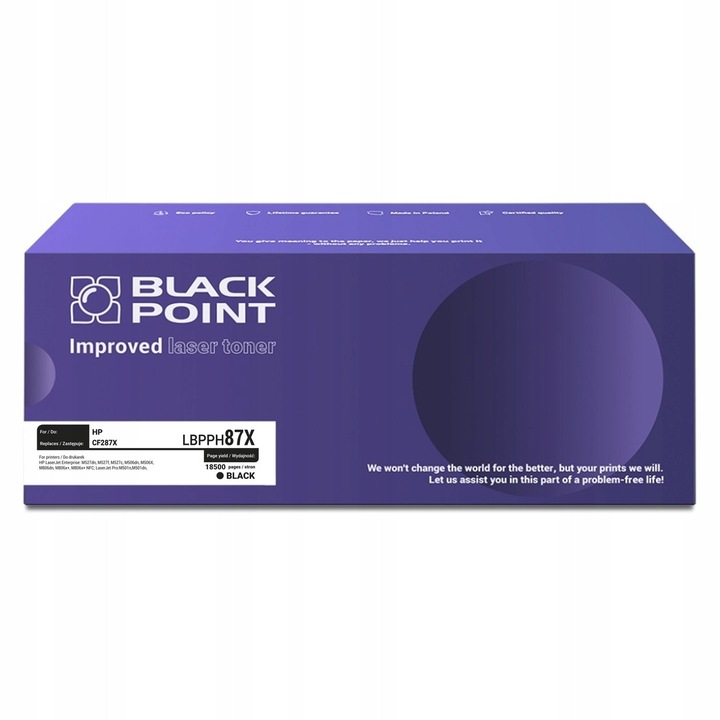 Toner kompatibilis LBPPH87X (HP CF287X helyettesítő), fekete, 18500 oldal.
