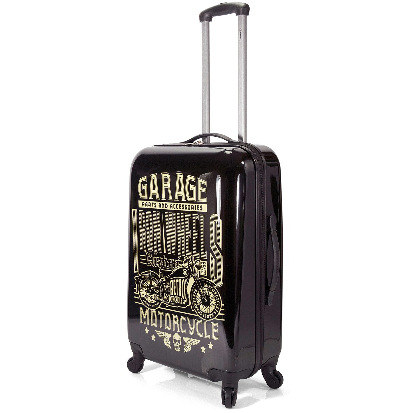 Troler Cabina ABS 4 Roti BENZI BZ 5144 - 56 cm Negru/Galben