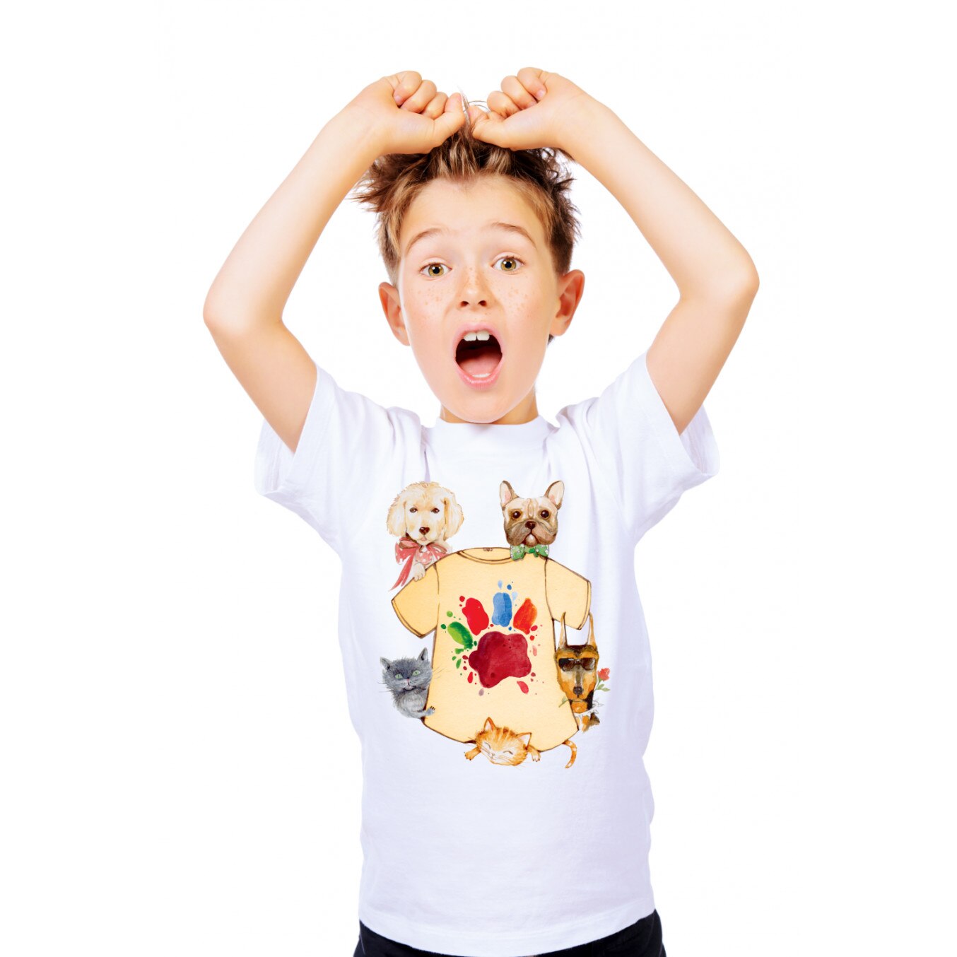 Tricou copii, bumbac organic, 9-10 ani, Model T-Dogs