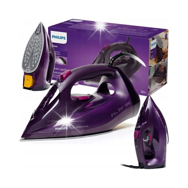 Fier de calcat cu abur Philips Azure SteamGlide Elite 7000, 3000W, violet, 300ml