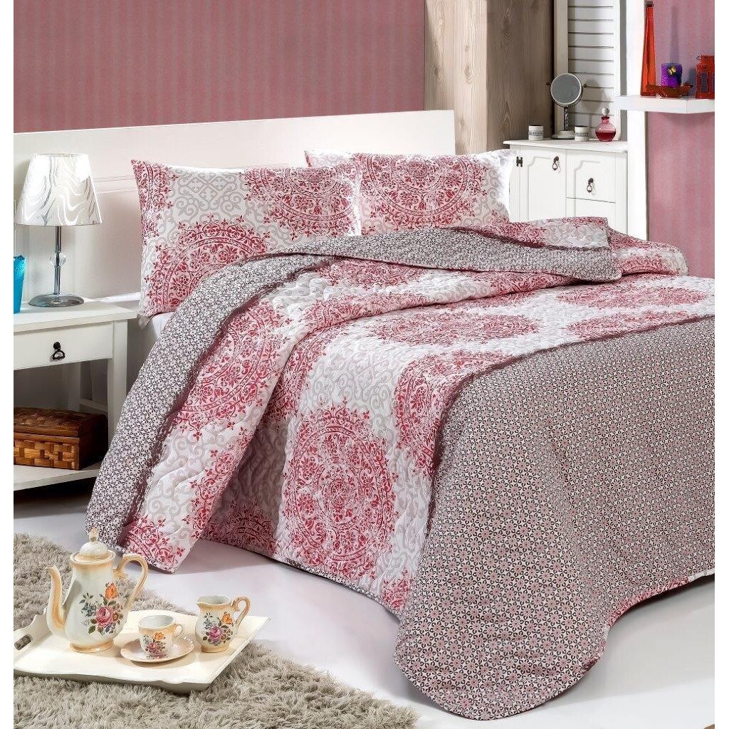 Set cuvertura + 2 fete de perna, pentru doua persoane Eponj Home, Roma - Fuchsia