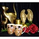 Set 2 cani Queen Isabell Gustav Klimt bej galben auriu 400ml cutie decorativa