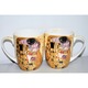 Set 2 cani Queen Isabell Gustav Klimt bej galben auriu 400ml cutie decorativa