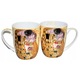 Set 2 cani Queen Isabell Gustav Klimt bej galben auriu 400ml cutie decorativa