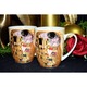Set 2 cani Queen Isabell Gustav Klimt bej galben auriu 400ml cutie decorativa