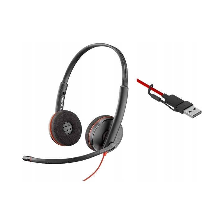 Casti PC Poly Blackwire 3220 USB-C negru 155x32x178mm