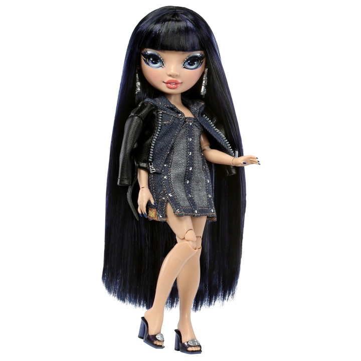 Papusa Rainbow High Kim Nguyen, 28cm, jeans albastru, accesorii fashion