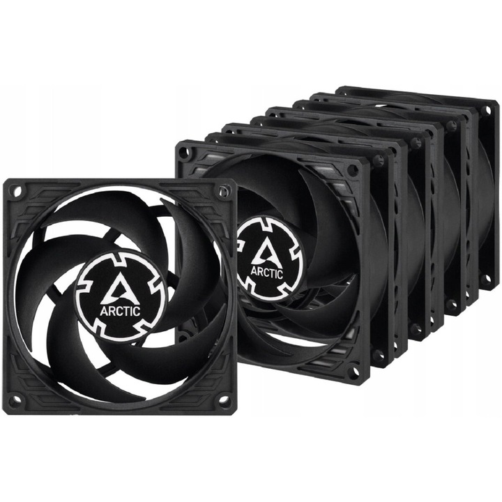 Arctic P8 Silent ventilátor szett, 5 db, 80x80x25mm, fekete, csendes