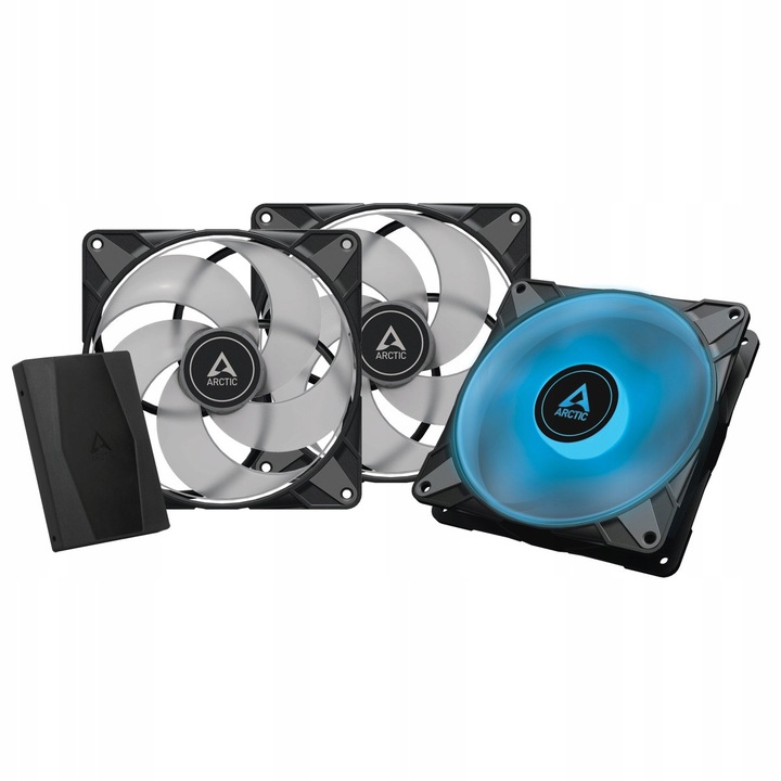 Ventilátor Arctic P14 PWM RGB 0dB fekete 140x140x27mm 3 db-os szett vezérlővel