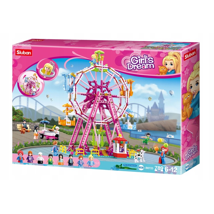 Set de constructie Sluban Lunapark carusel rosu 52x38x8cm 789 piese