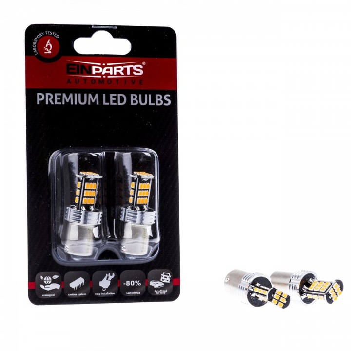Bec LED EinParts Automotive P21W BAY15d narancssárga 12V 30xSMD 3020