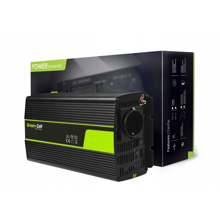 Green Cell autós inverter 24V 230V 1000W módosított szinuszhullám