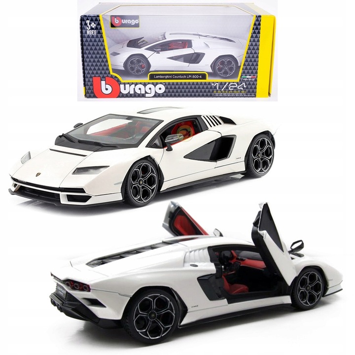 Lamborghini Countach LPI 800-4 Bburago modell, fehér, fém, 20cm, 1:24
