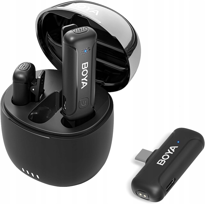 Безжичен микрофон тип брошка Boya BY-WM3T-U2, USB-C, 100м, черен