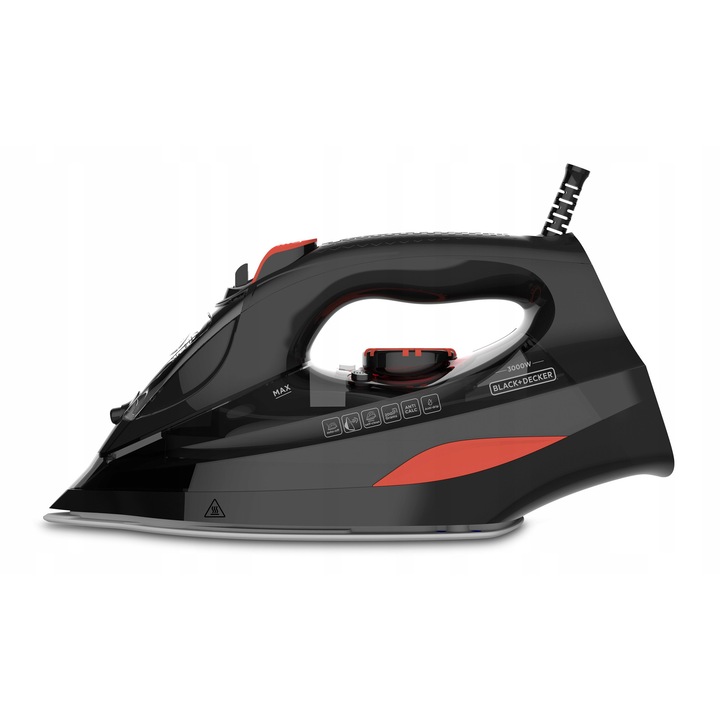 Fier de calcat cu aburi Black+Decker BXIR3000E, 3000W, negru, 0.42l, ceramic, 1.66kg