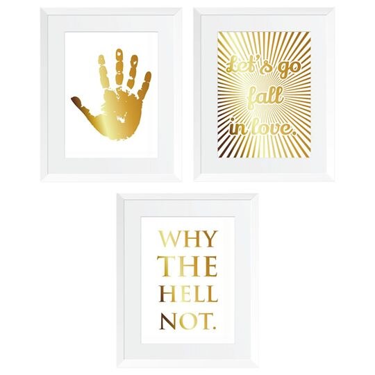 Set cadou 3 Tablouri Atitudine, colaj manual auriu, citat motivational, 24x30cm/buc