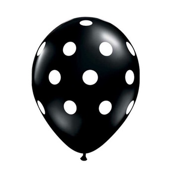 Baloane 30 cm negru inscriptionate cu buline (10 buc) Baloane 30 cm negru inscriptionate cu buline (10 buc)