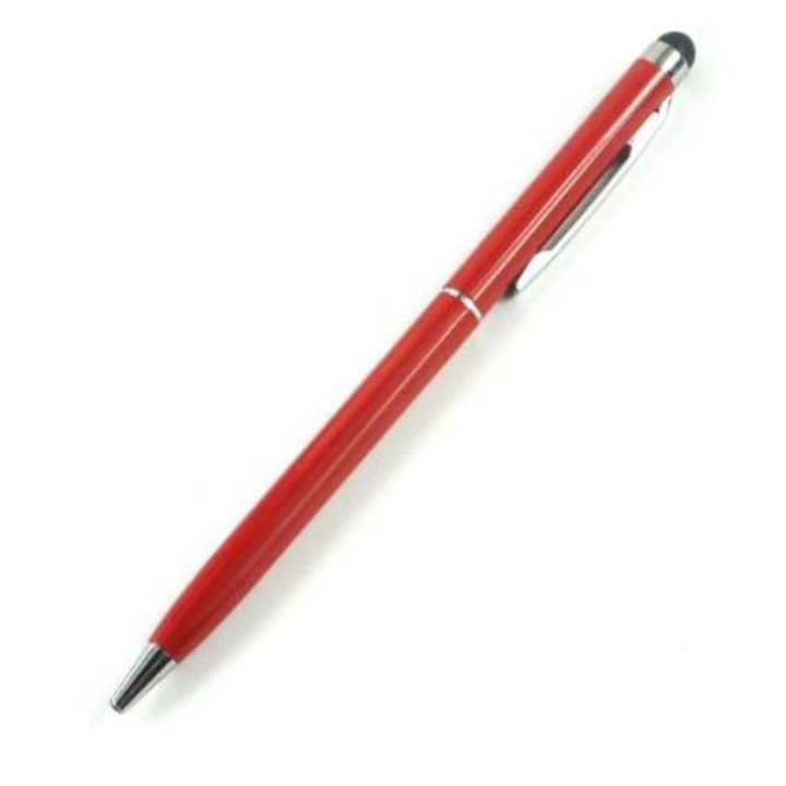 Stylus pentru tableta rosu, Metalic, de precizie cu pix incorporat