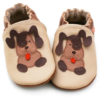 Pantofi cu talpa moale Liliputi, Beige Doggies, piele naturala, Bej/Maro Pantofi cu talpa moale Liliputi, Beige Doggies, piele naturala, Bej/Maro