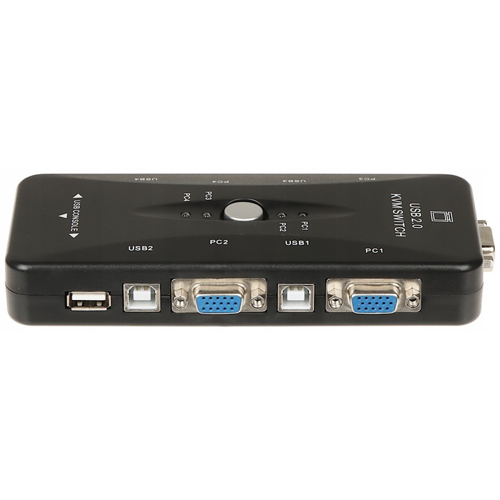 VGA USB kapcsoló, 4 bemenet 1 kimenet, fekete, 16.2x7.8x2.6cm