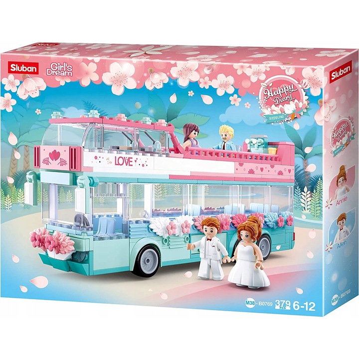Set constructie autobuz nunta Sluban 379 piese multicolor 42,5x33x6,5cm