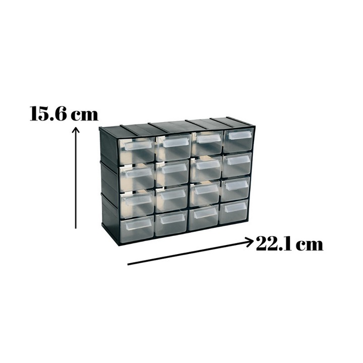 Cutie de depozitare ARTPLAST (lungime cutie 22 CM x latime cutie 8,5 CM x inaltime cutie 15,6 CM) cu 16 sertare