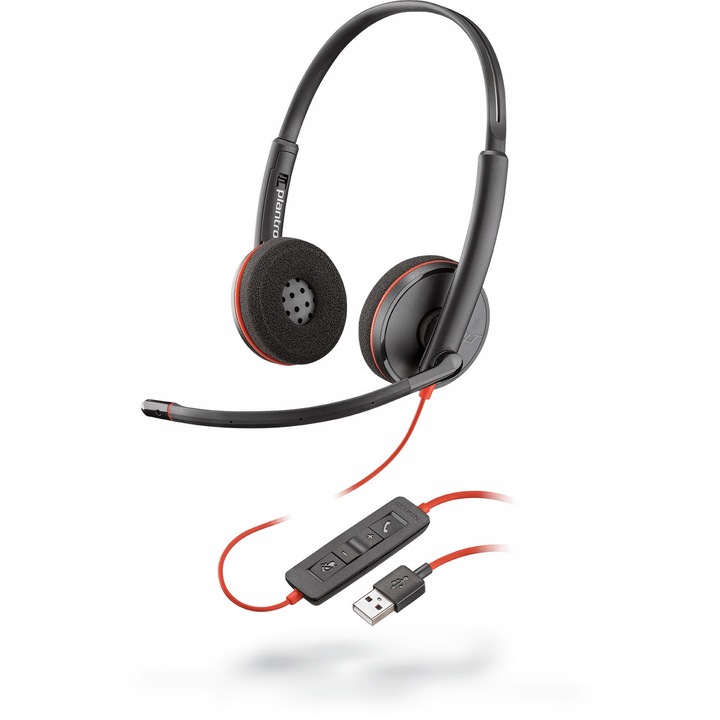Casti PC Poly Blackwire 3320 USB-A negre
