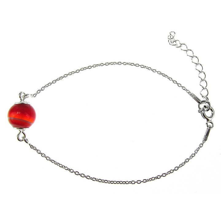 Bratara argint cu carneol, GlamBazaar, 16.5 cm, cu Carneol, Caramiziu, tip bratara de argint 925 cu pietre naturale