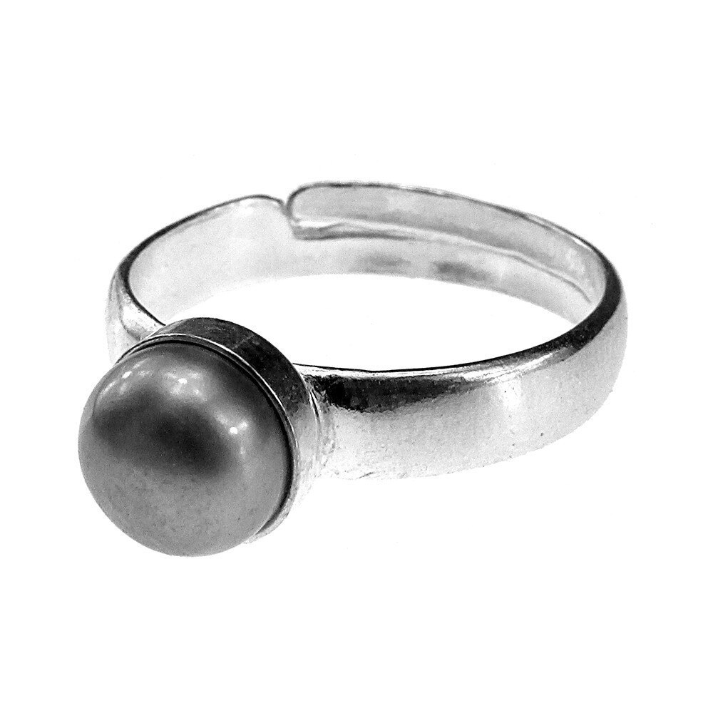 Inel argint reglabil cu perla de cultura gri 6 MM, GlamBazaar, Reglabila, cu Perle, Gri, tip inel reglabil de argint 925 cu pietre naturale
