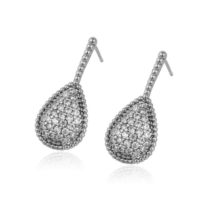 Cercei placati cu aur alb Loving Drop