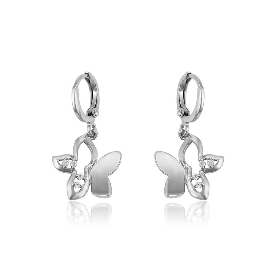 Cercei placati cu aur alb Silver Butterfly®