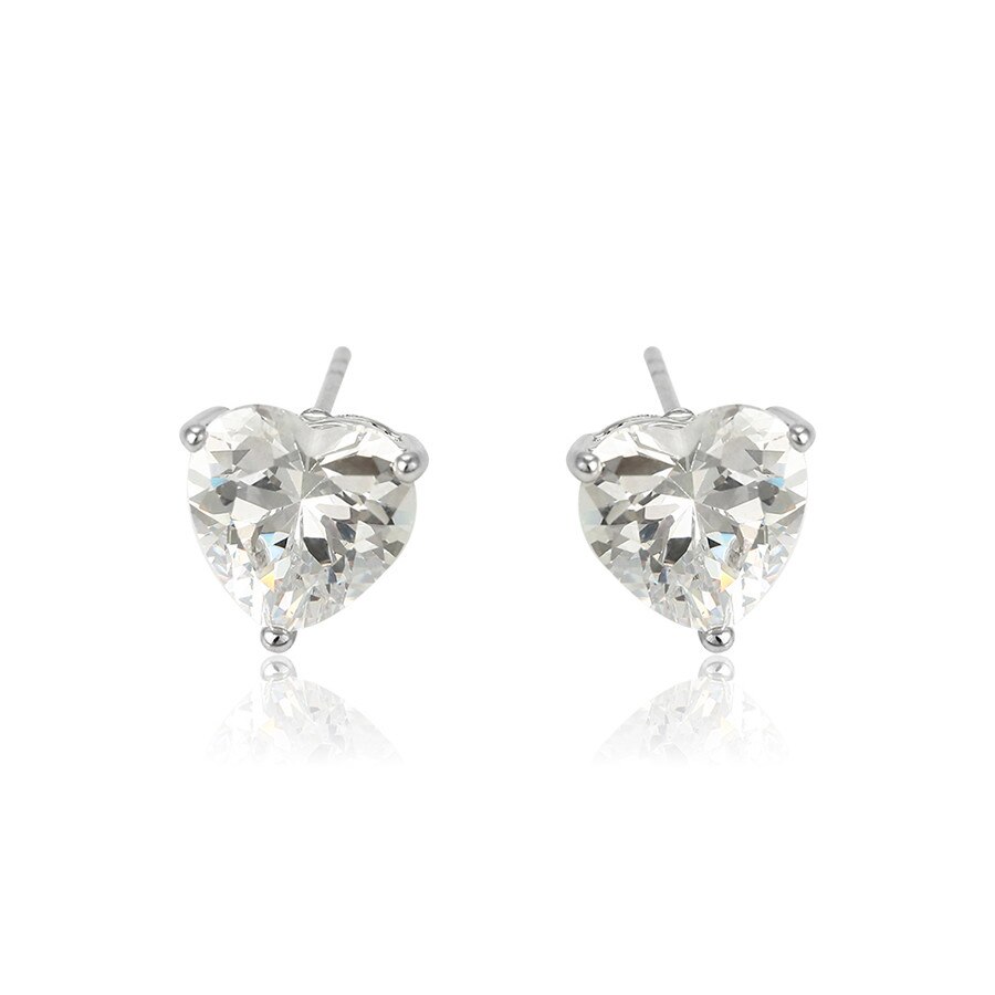 Cercei placati cu aur alb Classic Heart®