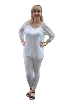 Bluza de vara din material subtire, vaporos, masura mare,D&J Exclusive, Alb Bluza de vara din material subtire, vaporos, masura mare,D&J Exclusive, Alb