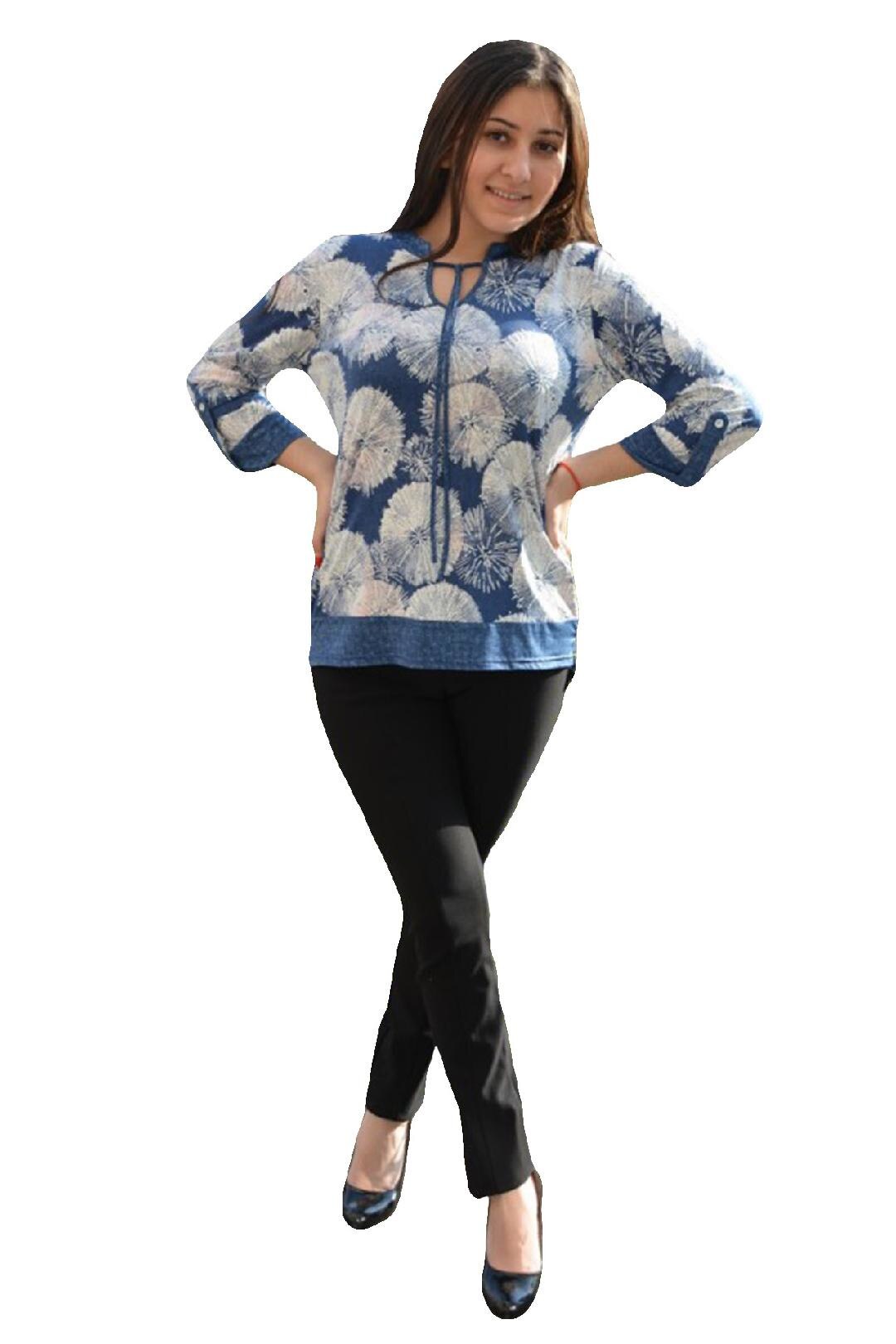 Bluza tinereasca cu imprimeu in relief,masura mare,D&J Exclusive, Bleumarin/Alb