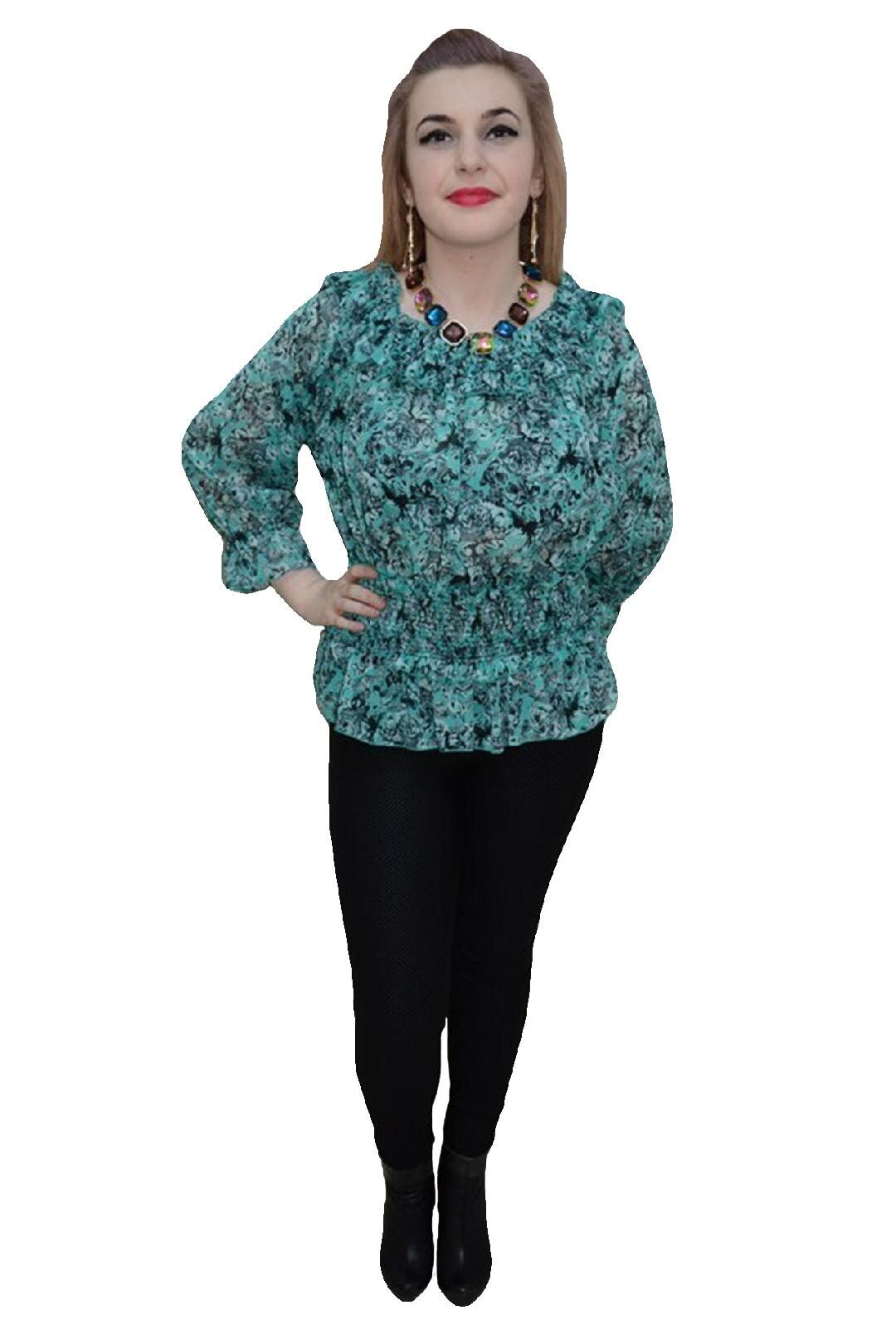 Bluza fashion, imprimeu abstract chic,D&J Exclusive, Turcoaz